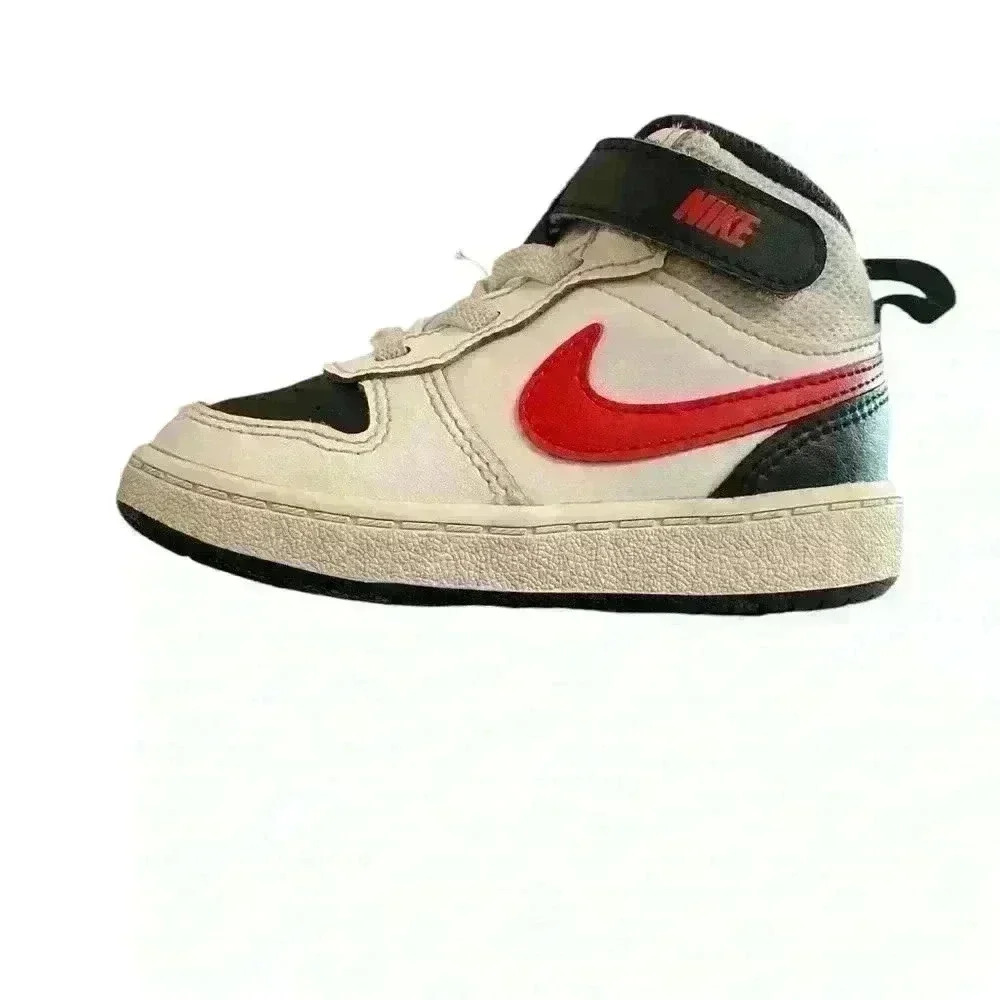 Nike Toddler 6C Court Borough Mid 2 White/Red /Black Sneakers , CD7784-110